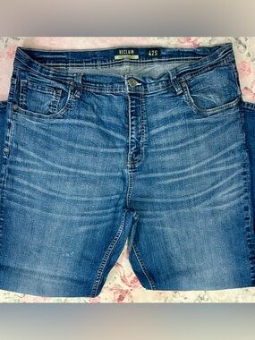 Reclaim Men’s Jeans 42S Loose Straight Stretch Medium Wash Denim Big & Tall
